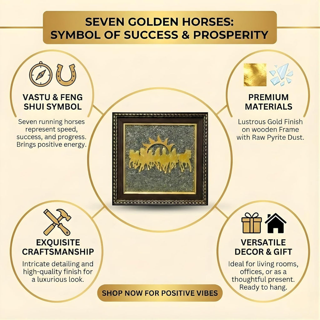 7 Horses on Raw Pyrite Frame