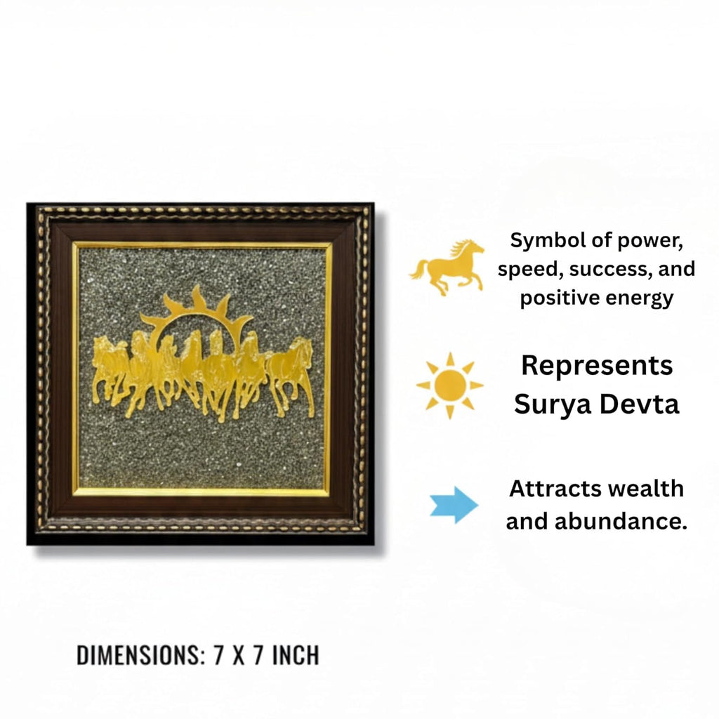 7 Horses on Raw Pyrite Frame