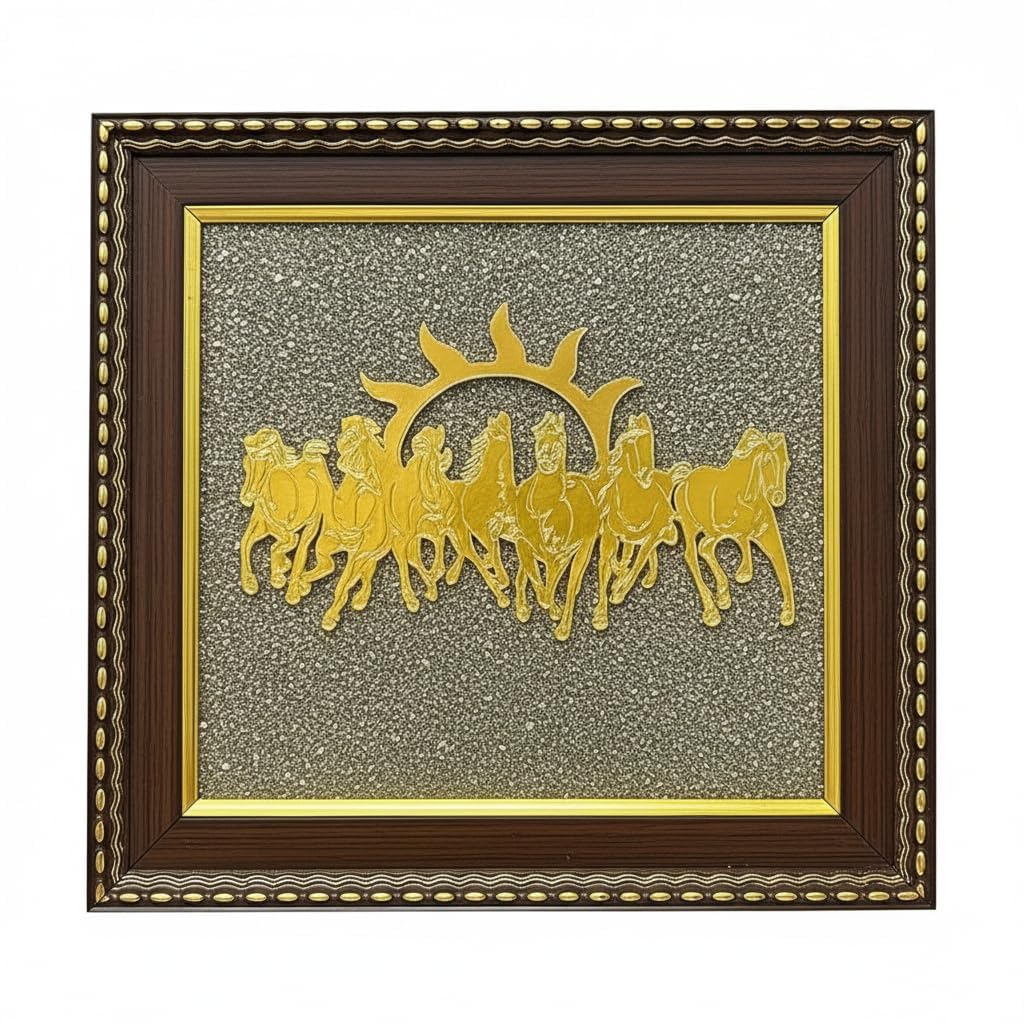 7 Horses on Raw Pyrite Frame