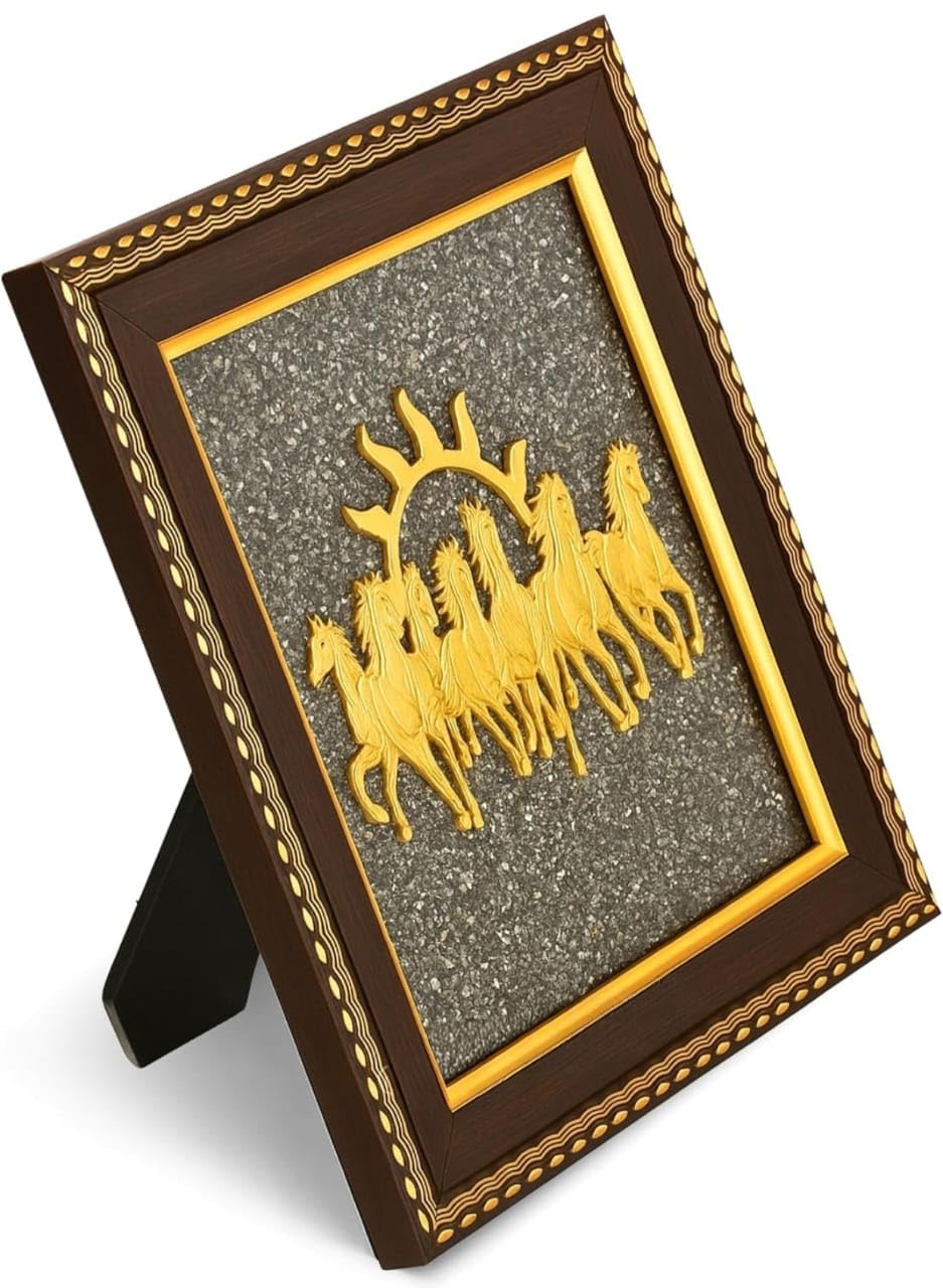 7 Horses on Raw Pyrite Frame