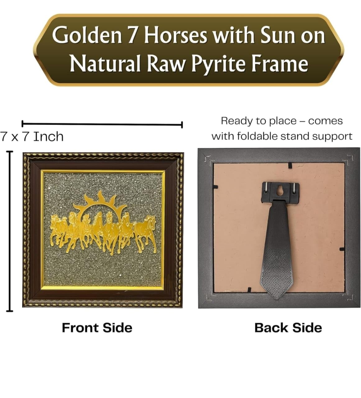 7 Horses on Raw Pyrite Frame